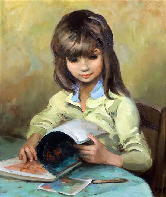 § Marcel Dyf (1899-1985) Petite Fille aux Images 21 x 17.5in.